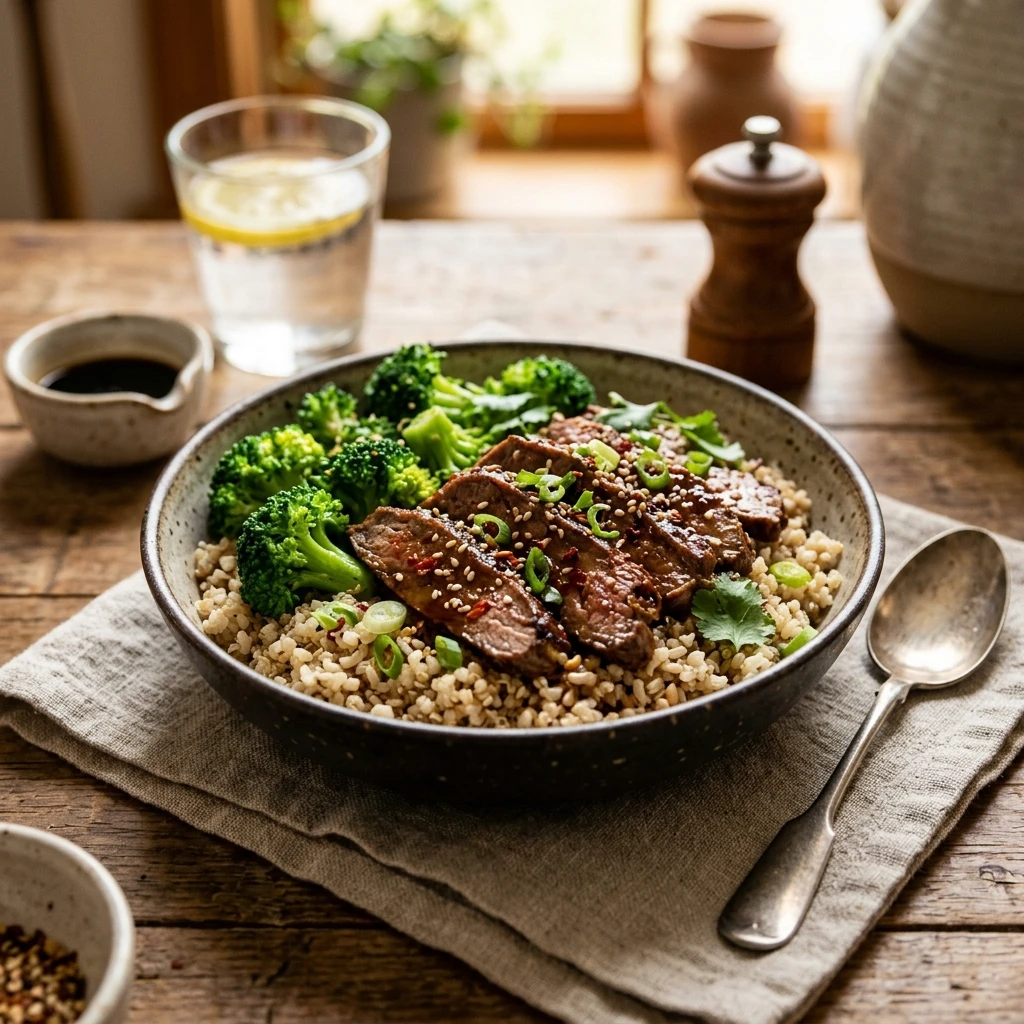 High Protein Beef and Broccoli Bowl