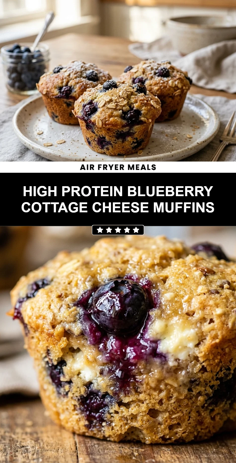 High Protein Blueberry Cottage Cheese Muffins