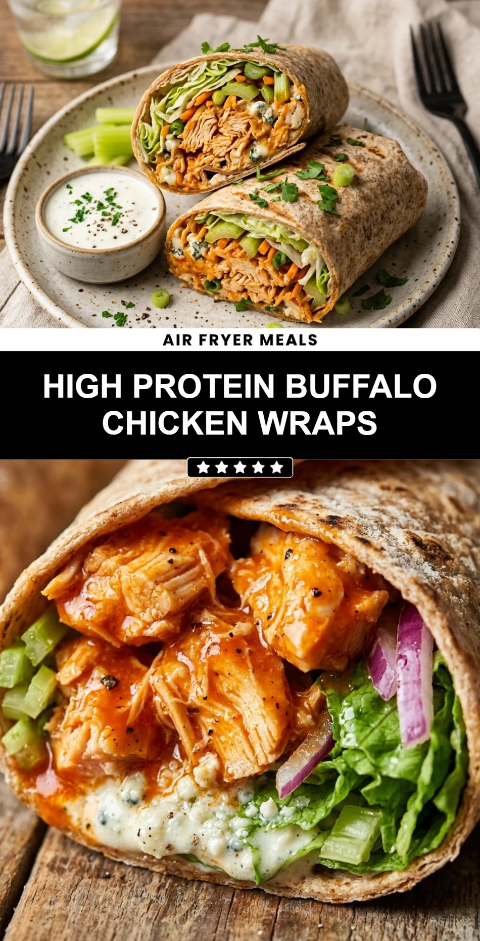 High Protein Buffalo Chicken Wraps
