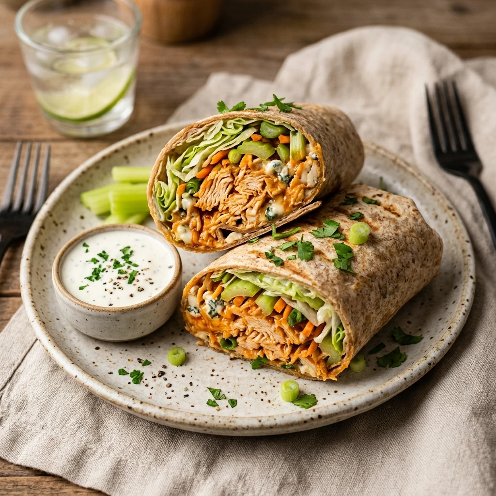 High Protein Buffalo Chicken Wraps