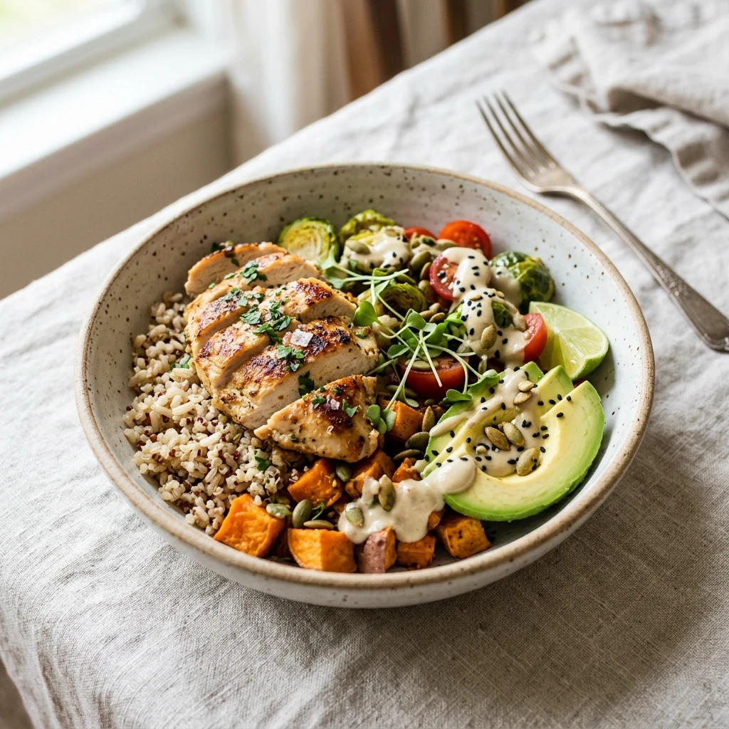 High Protein Chicken and Sweet Potato Bowl