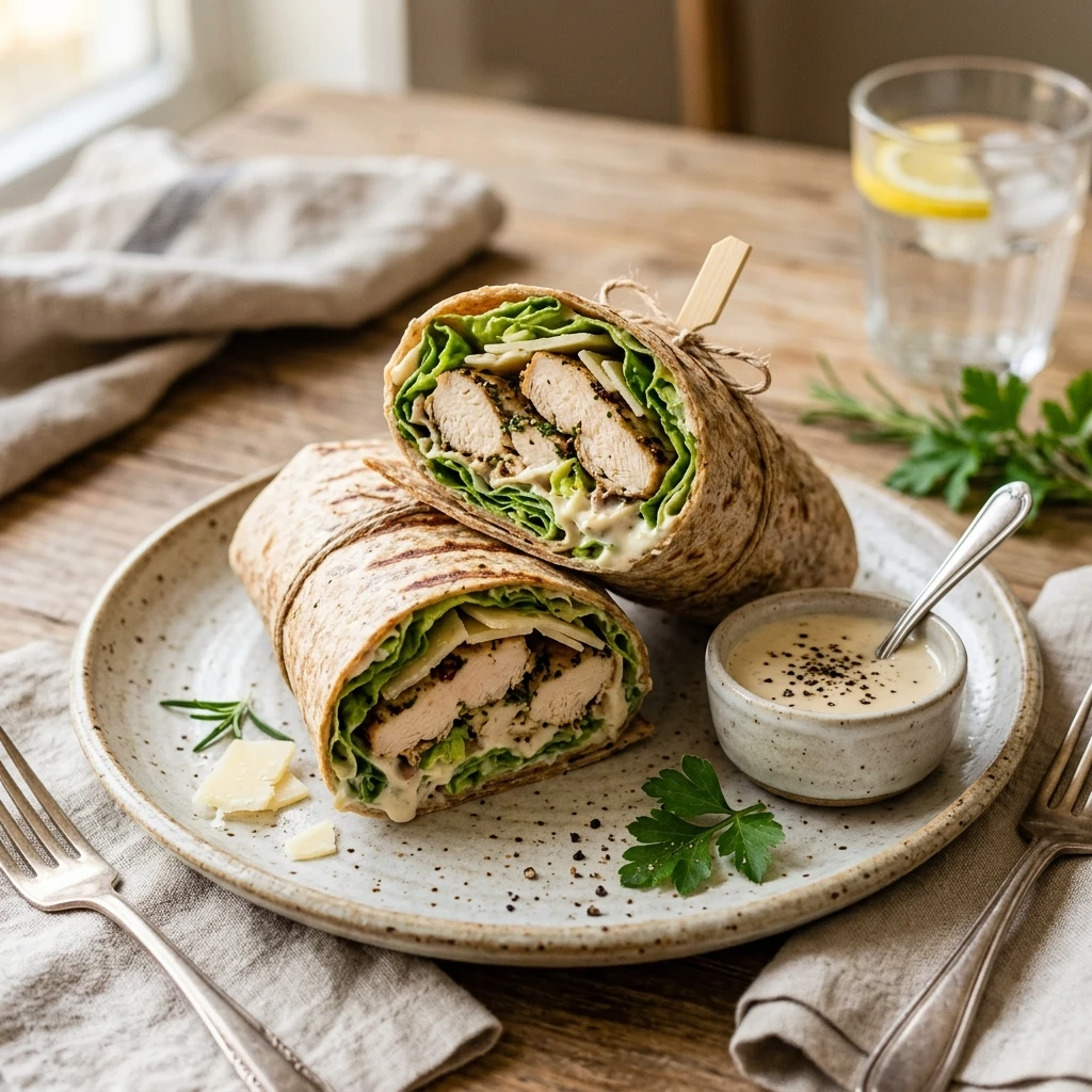 High Protein Chicken Caesar Wrap