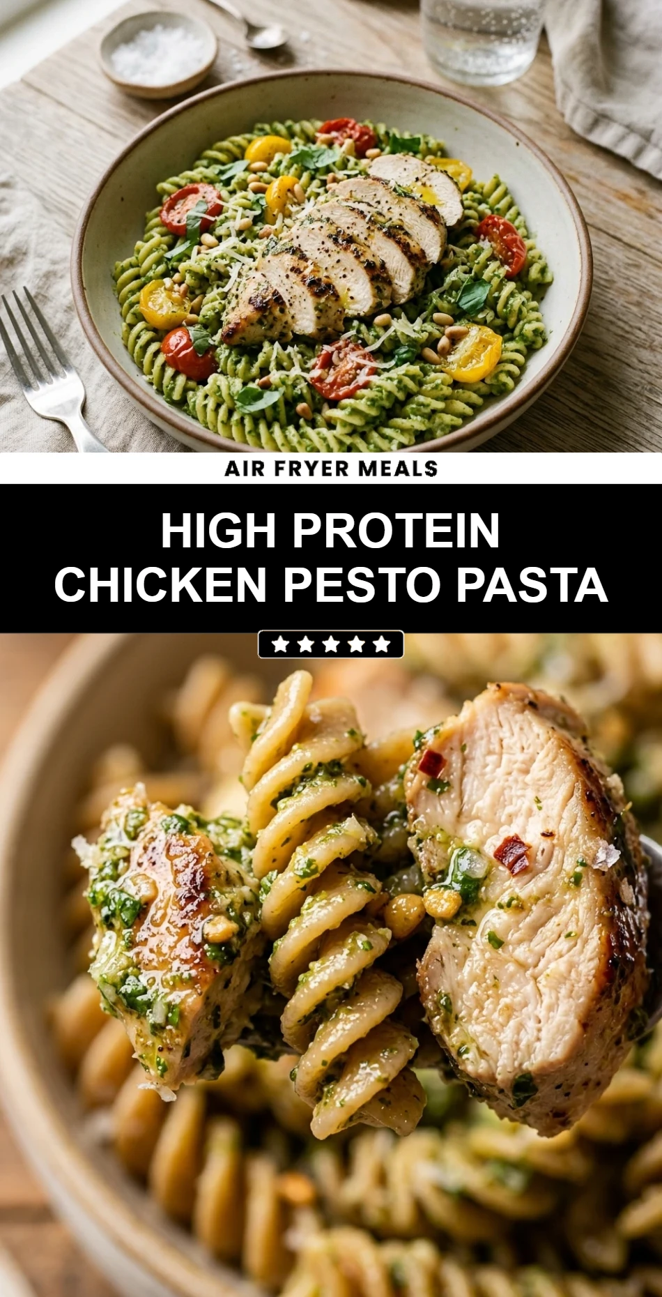 High Protein Chicken Pesto Pasta