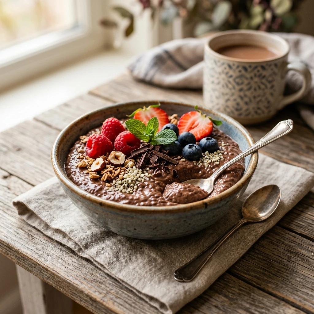 High Protein Chocolate Chia Pudding