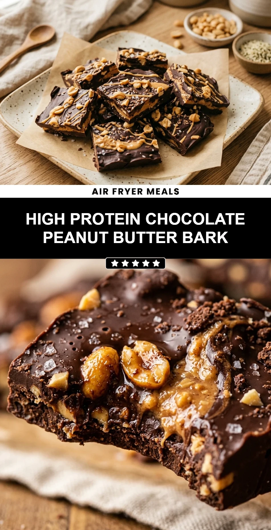 High Protein Chocolate Peanut Butter Bark