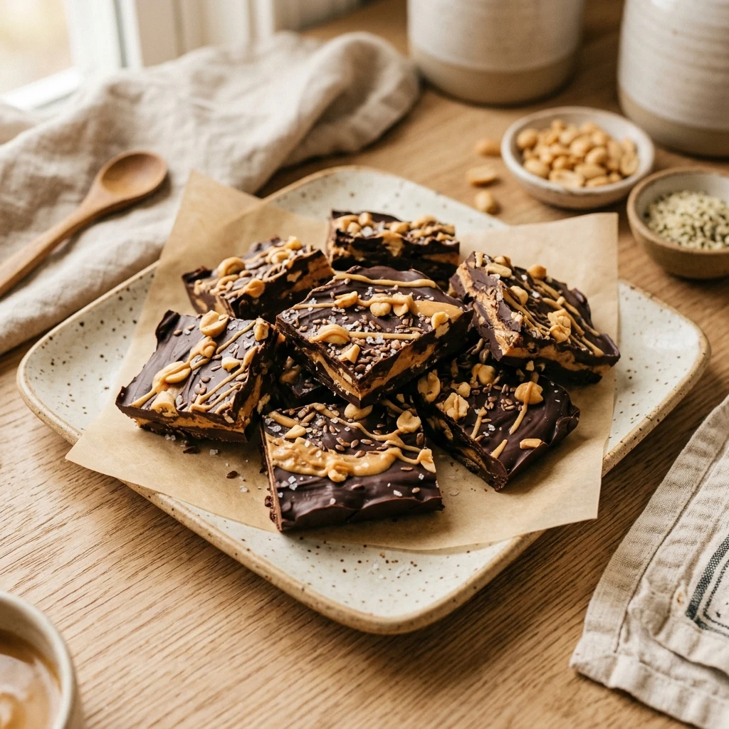 High Protein Chocolate Peanut Butter Bark