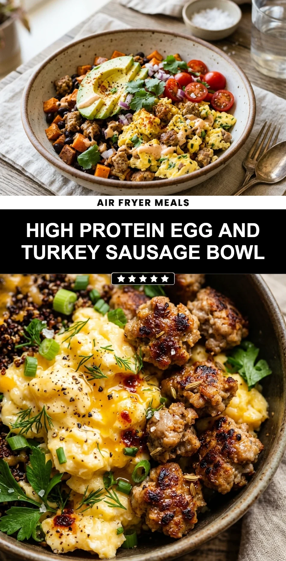 High Protein Egg and Turkey Sausage Bowl