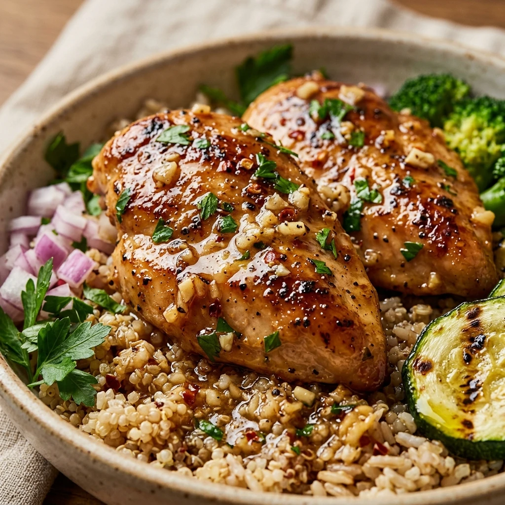 High Protein Garlic Butter Chicken Bowl