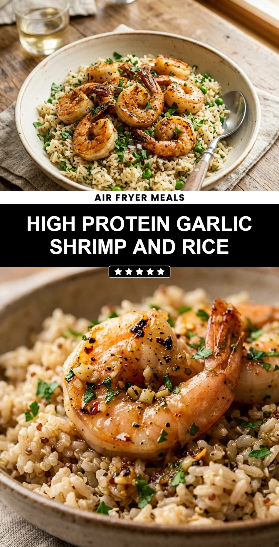 High Protein Garlic Shrimp and Rice