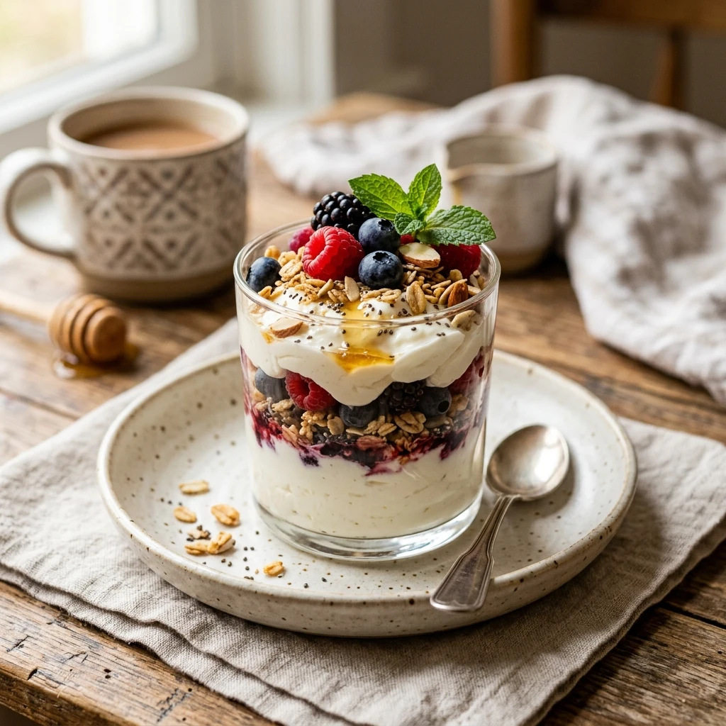 High Protein Greek Yogurt Parfait Breakfast