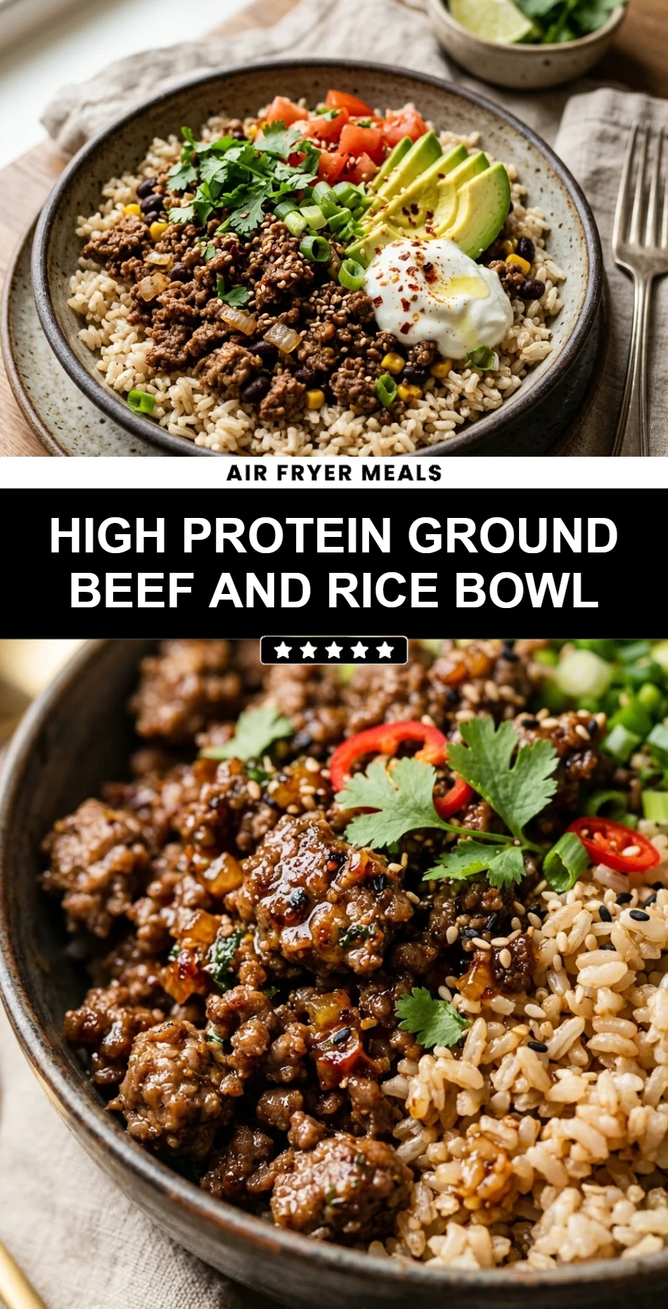 High Protein Ground Beef and Rice Bowl