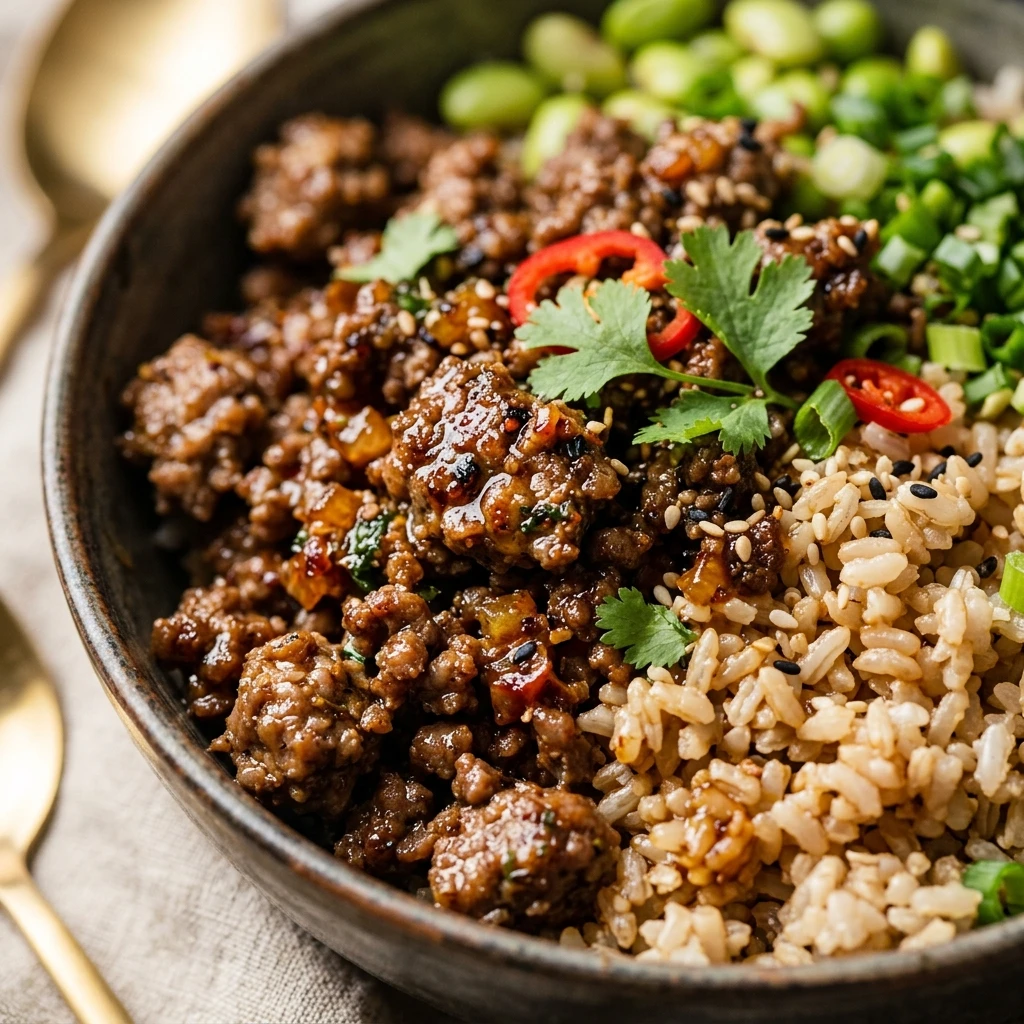 High Protein Ground Beef and Rice Bowl