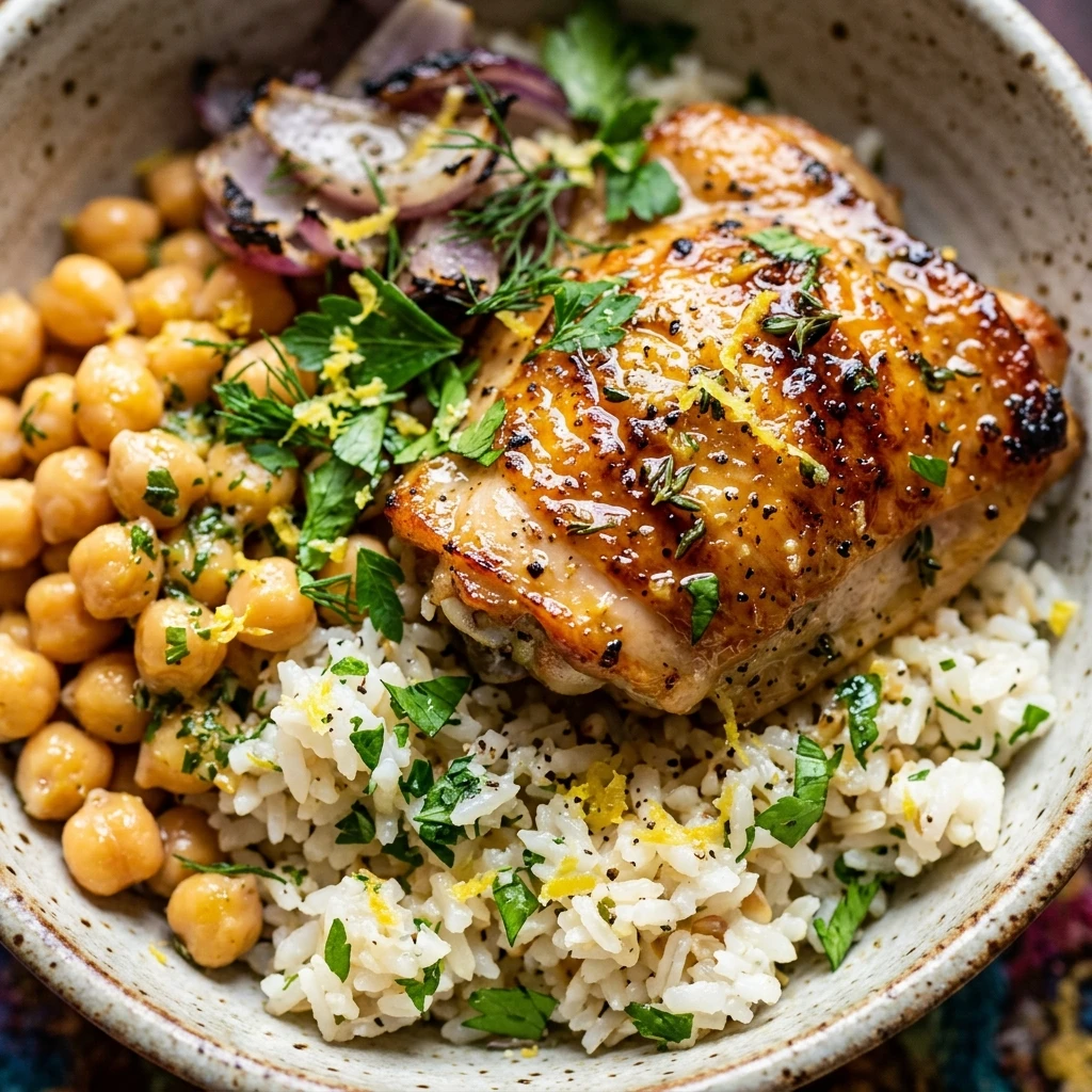 High Protein Lemon Chicken and Rice Bowl