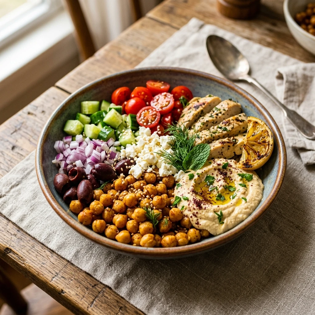 High Protein Mediterranean Chickpea Bowl