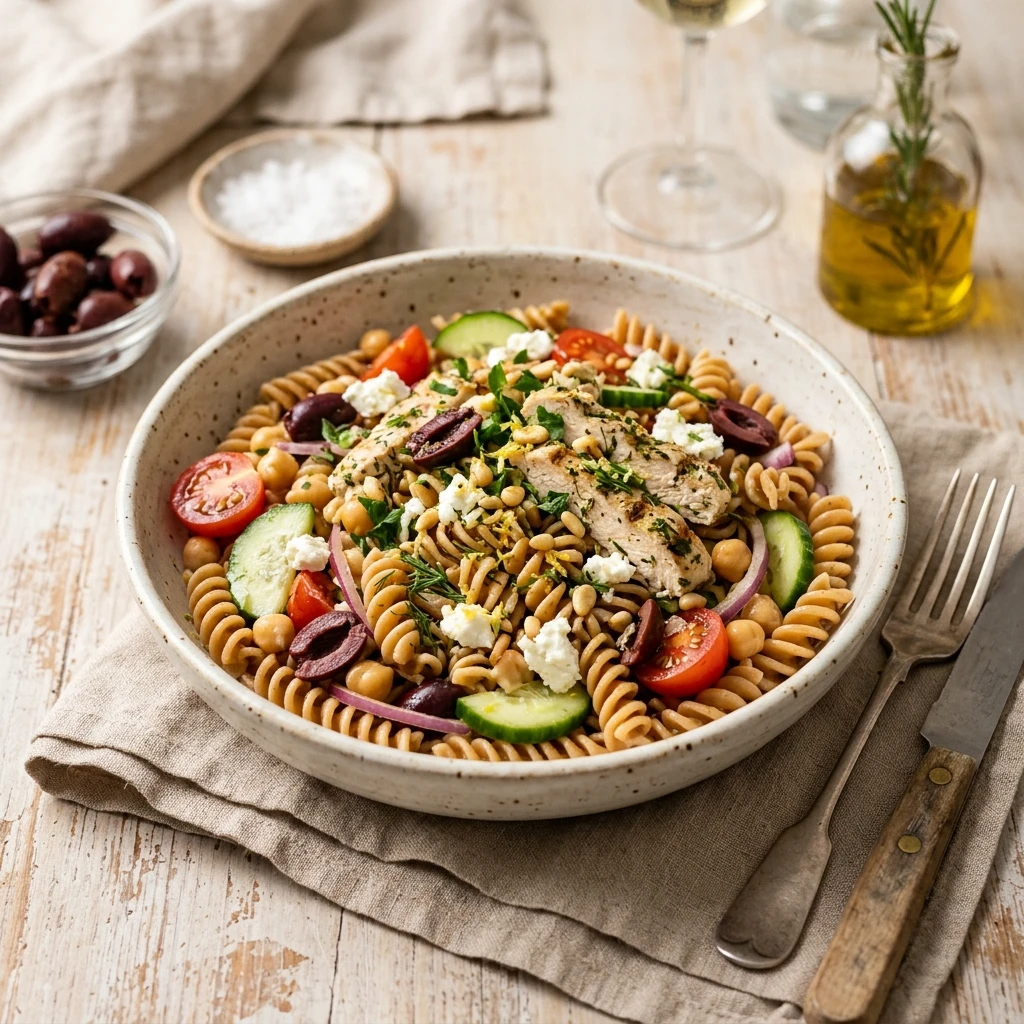 High-Protein Mediterranean Pasta Salad