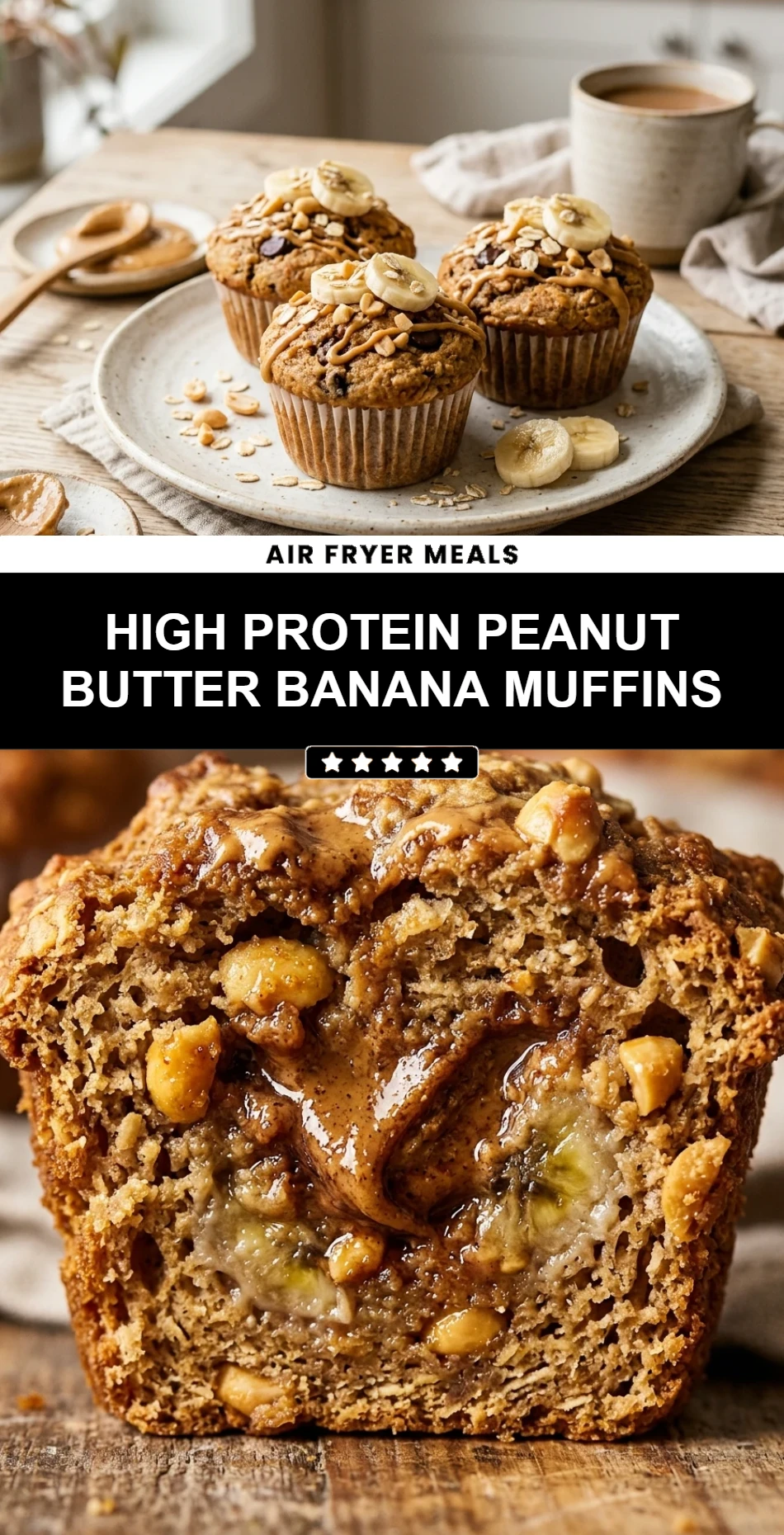High Protein Peanut Butter Banana Muffins