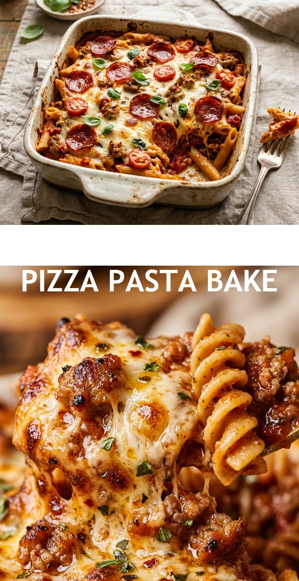 High-Protein Pizza Pasta Bake