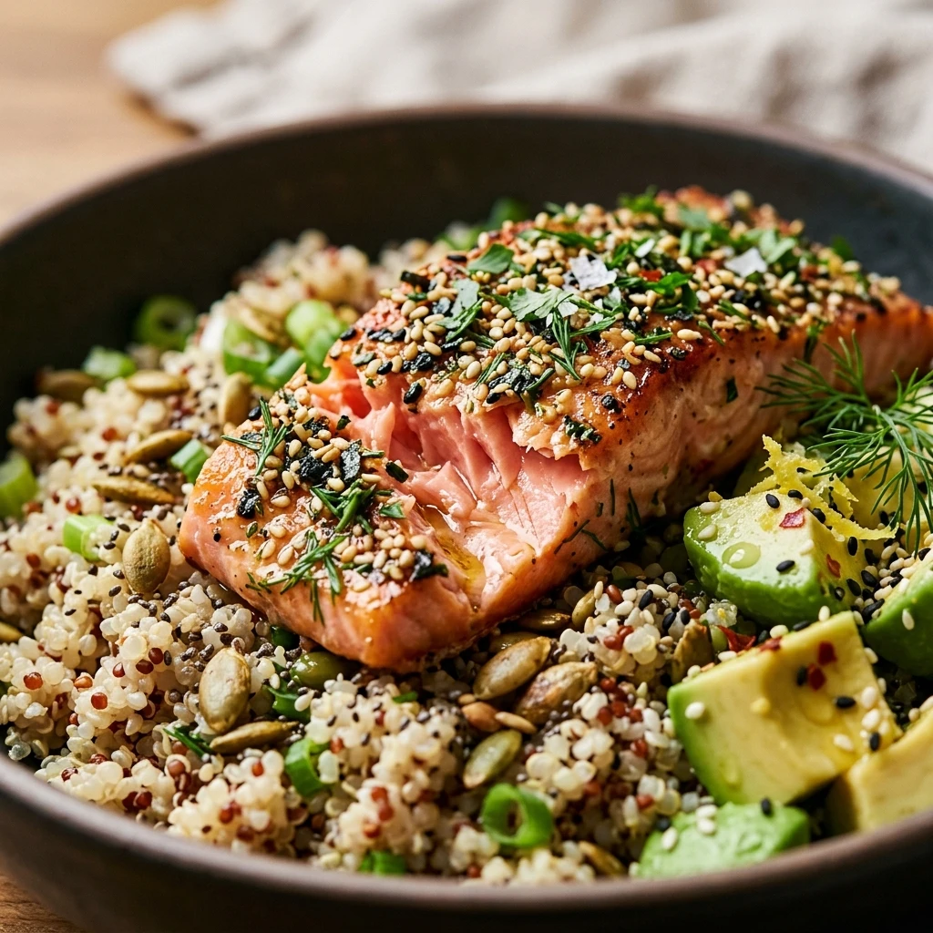 High Protein Salmon and Quinoa Bowl