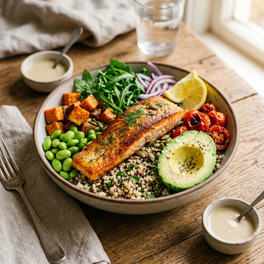 High Protein Salmon and Quinoa Bowl