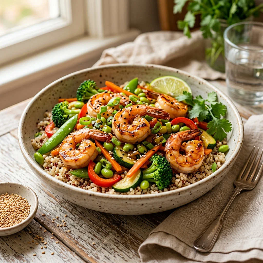 High Protein Shrimp Stir Fry Bowl