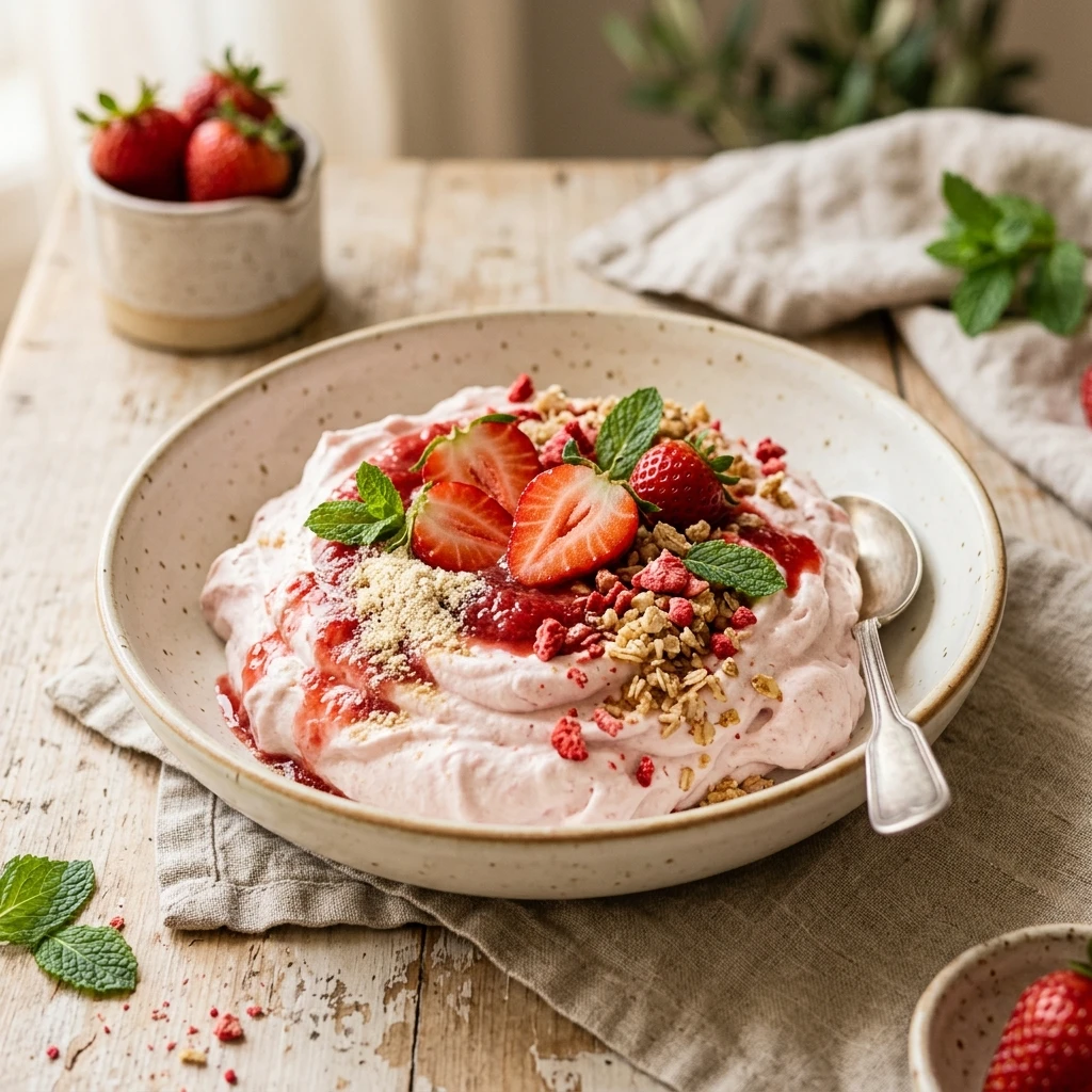 High Protein Strawberry Cheesecake Fluff