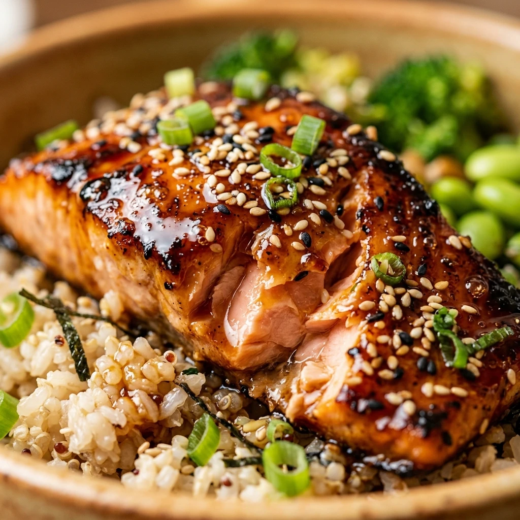 High Protein Teriyaki Salmon Bowl