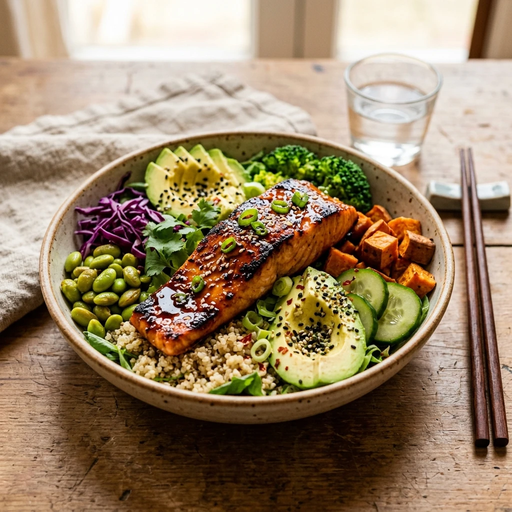 High Protein Teriyaki Salmon Bowl