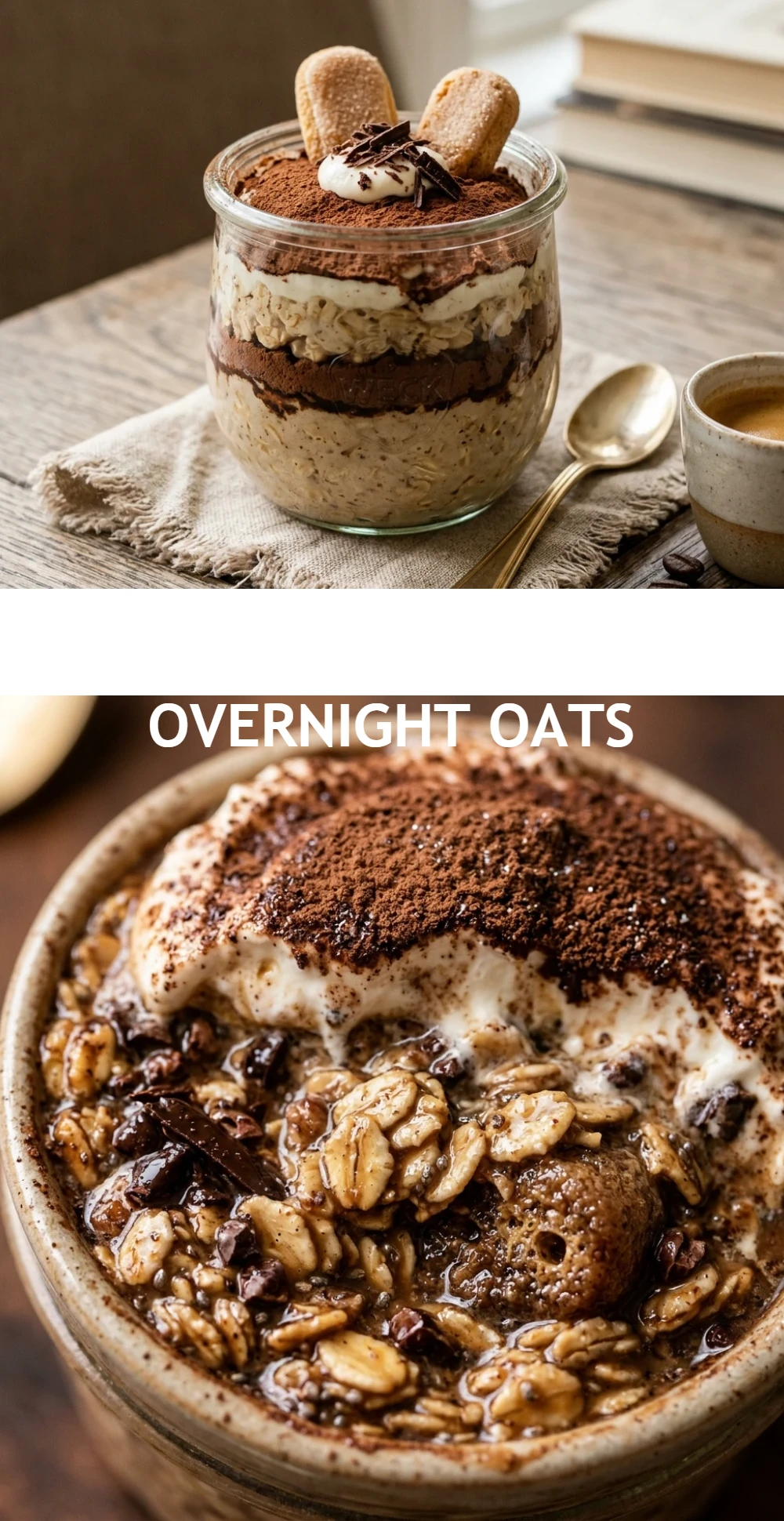 High-Protein Tiramisu Overnight Oats