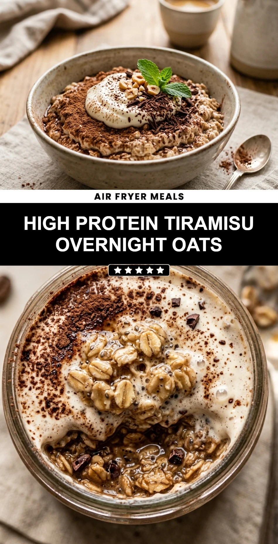 High Protein Tiramisu Overnight Oats