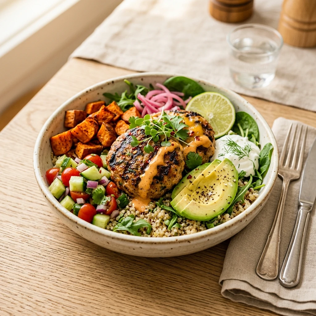 High Protein Turkey Burger Bowl