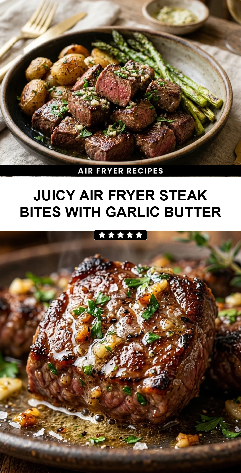 Juicy Air Fryer Steak Bites with Garlic Butter
