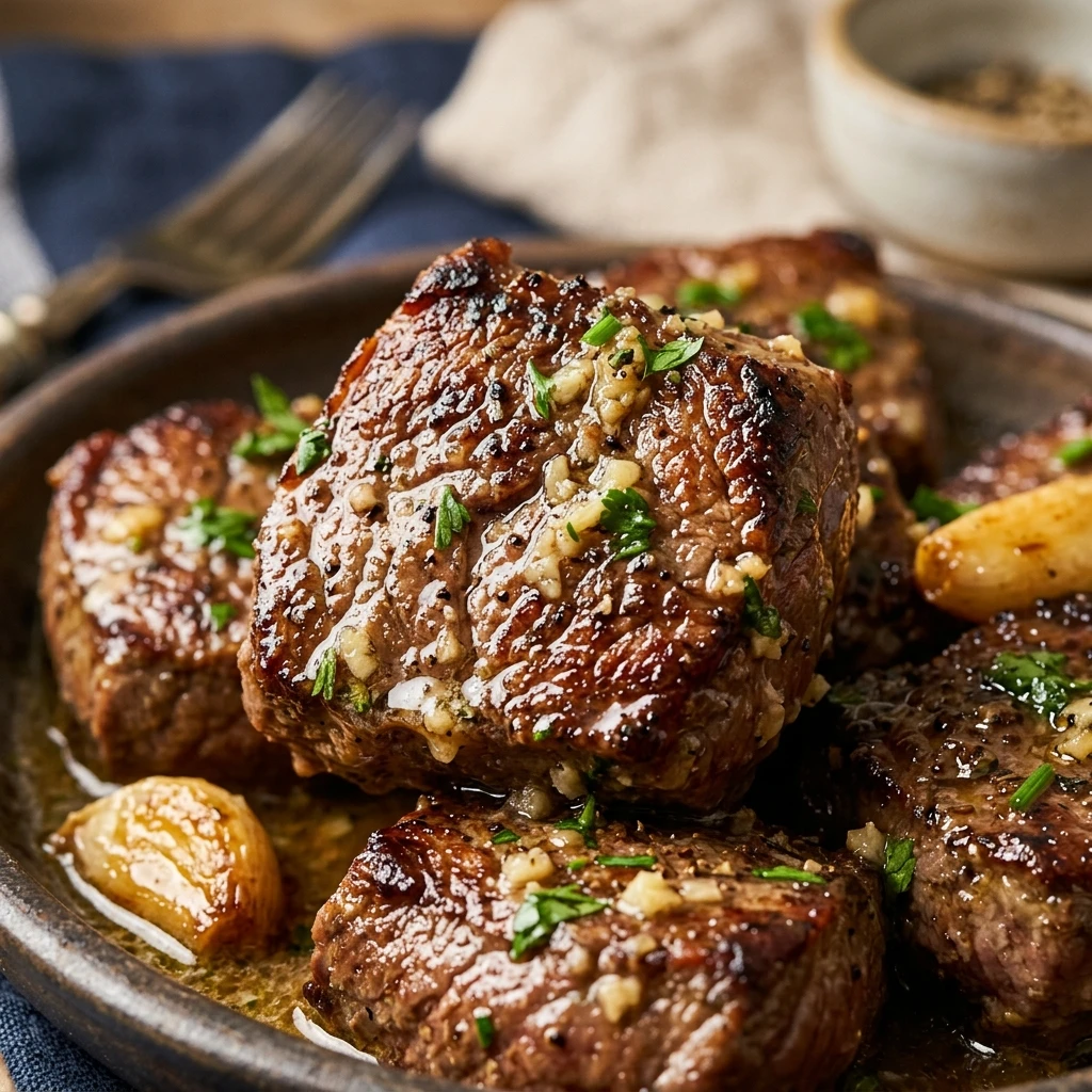 Juicy Air Fryer Steak Bites with Garlic Butter