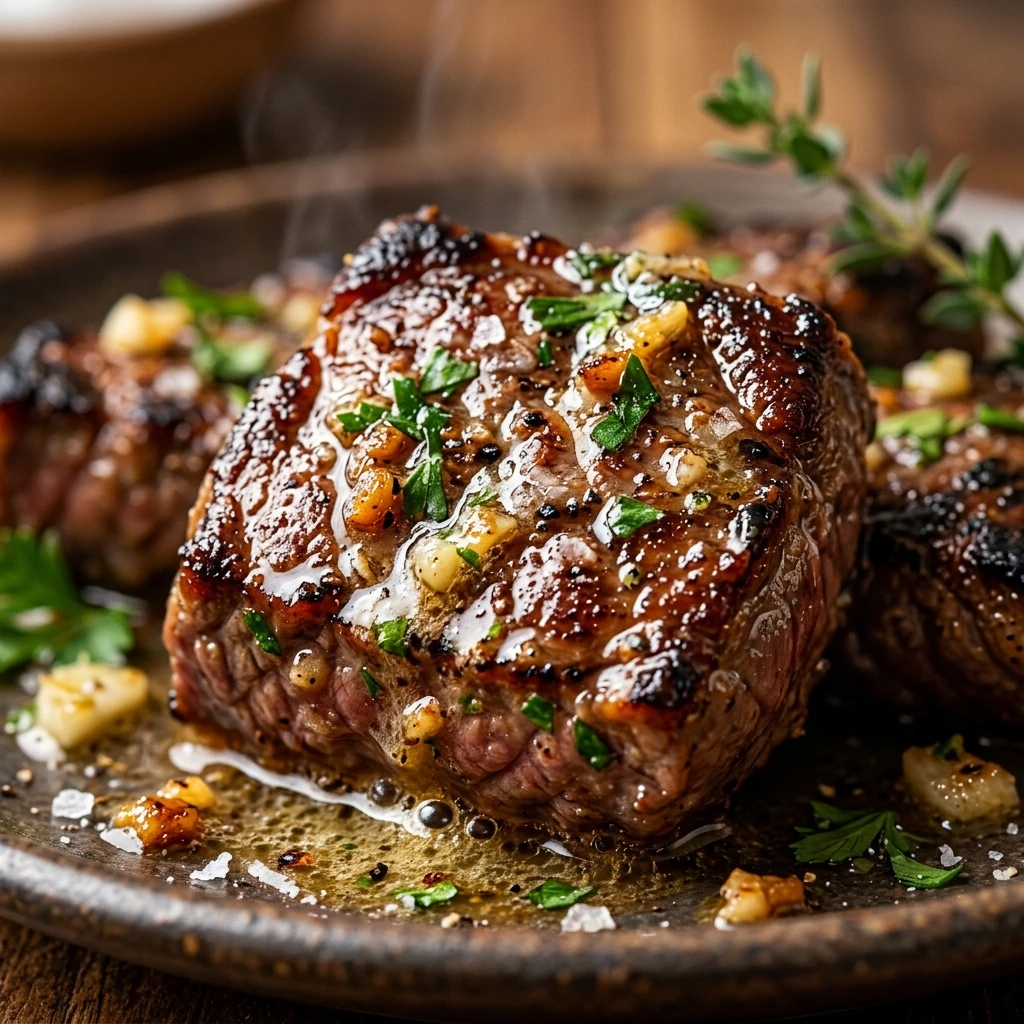 Juicy Air Fryer Steak Bites with Garlic Butter