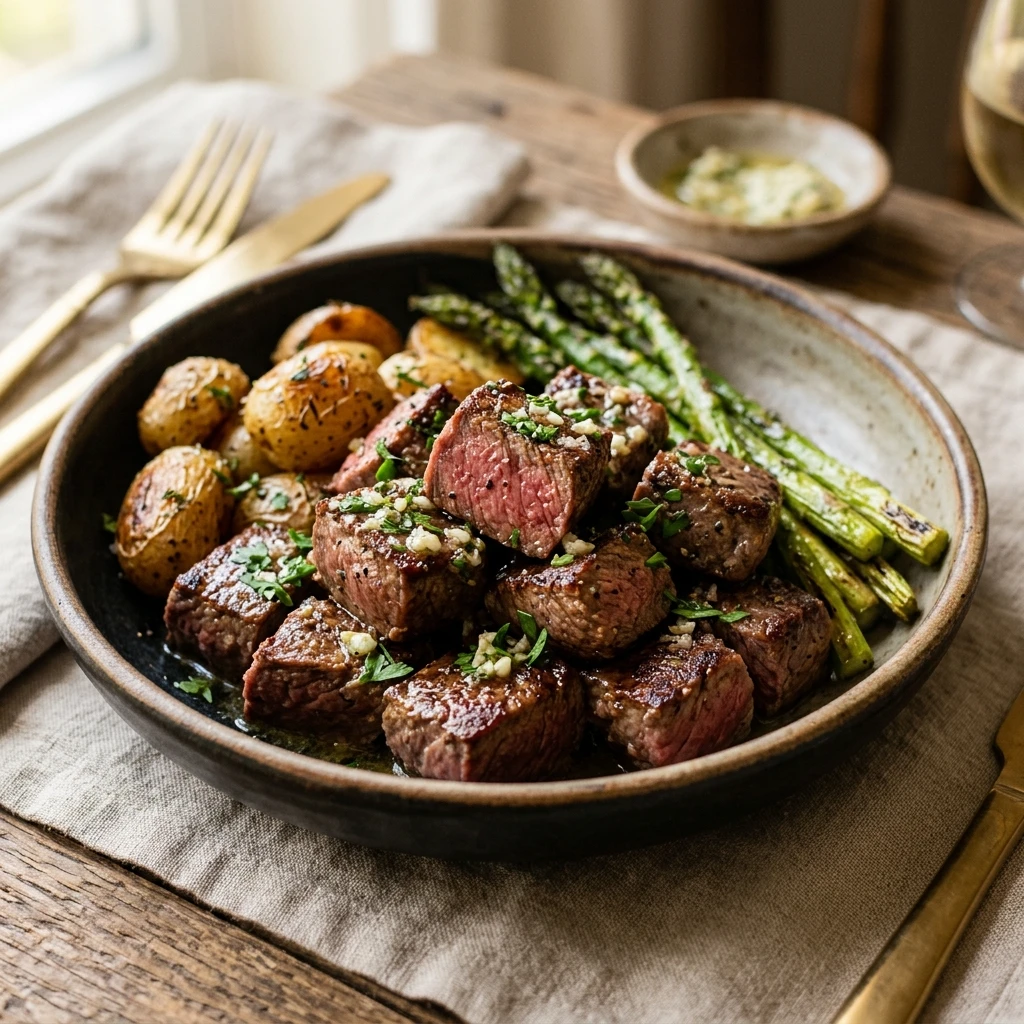 Juicy Air Fryer Steak Bites with Garlic Butter