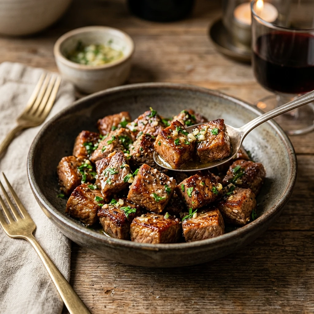 Juicy Air Fryer Steak Bites with Garlic Butter