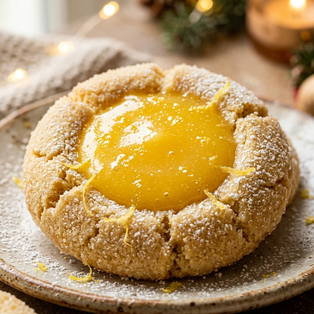 Lemon Curd Christmas Thumbprint Cookies