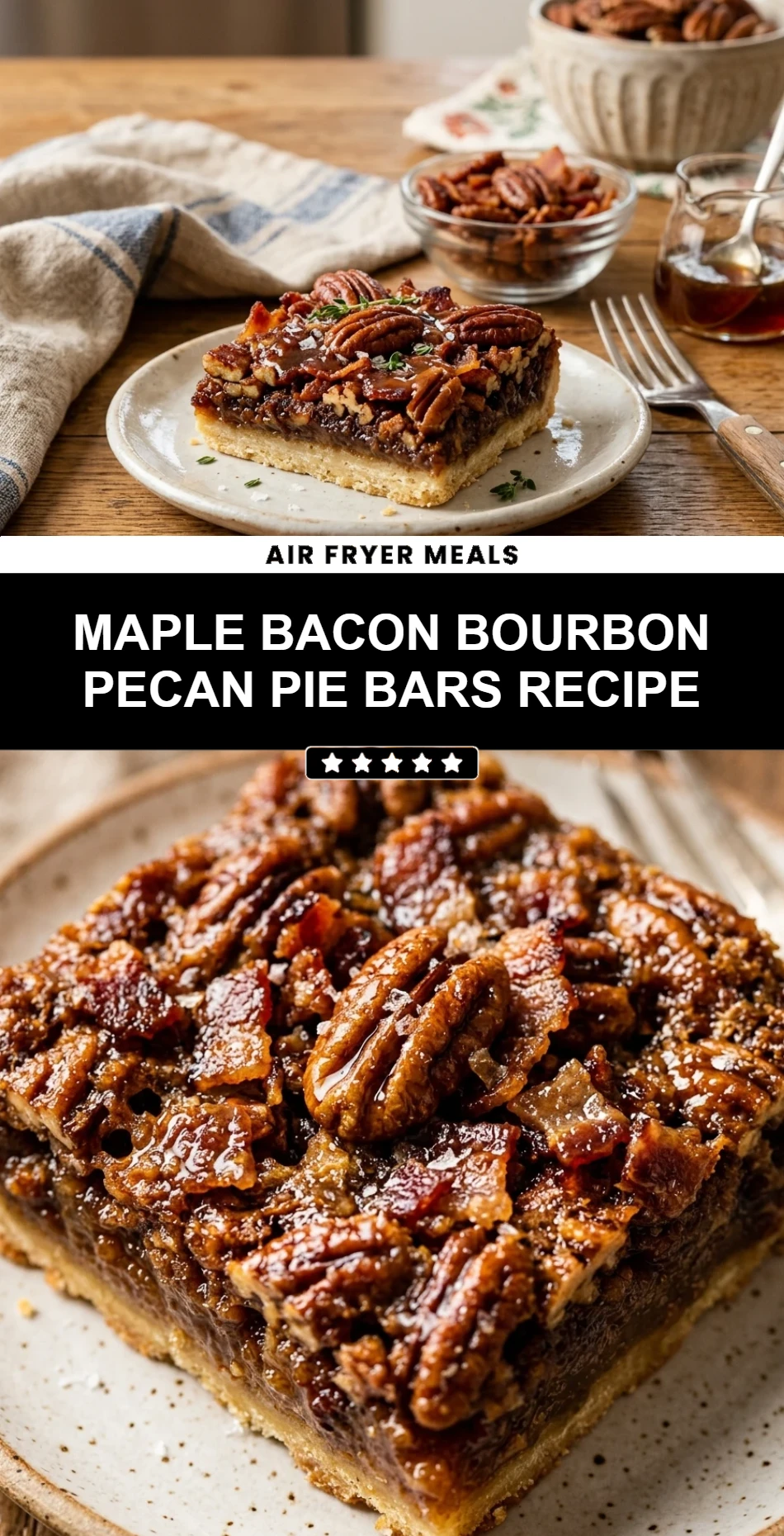 Maple Bacon Bourbon Pecan Pie Bars Recipe