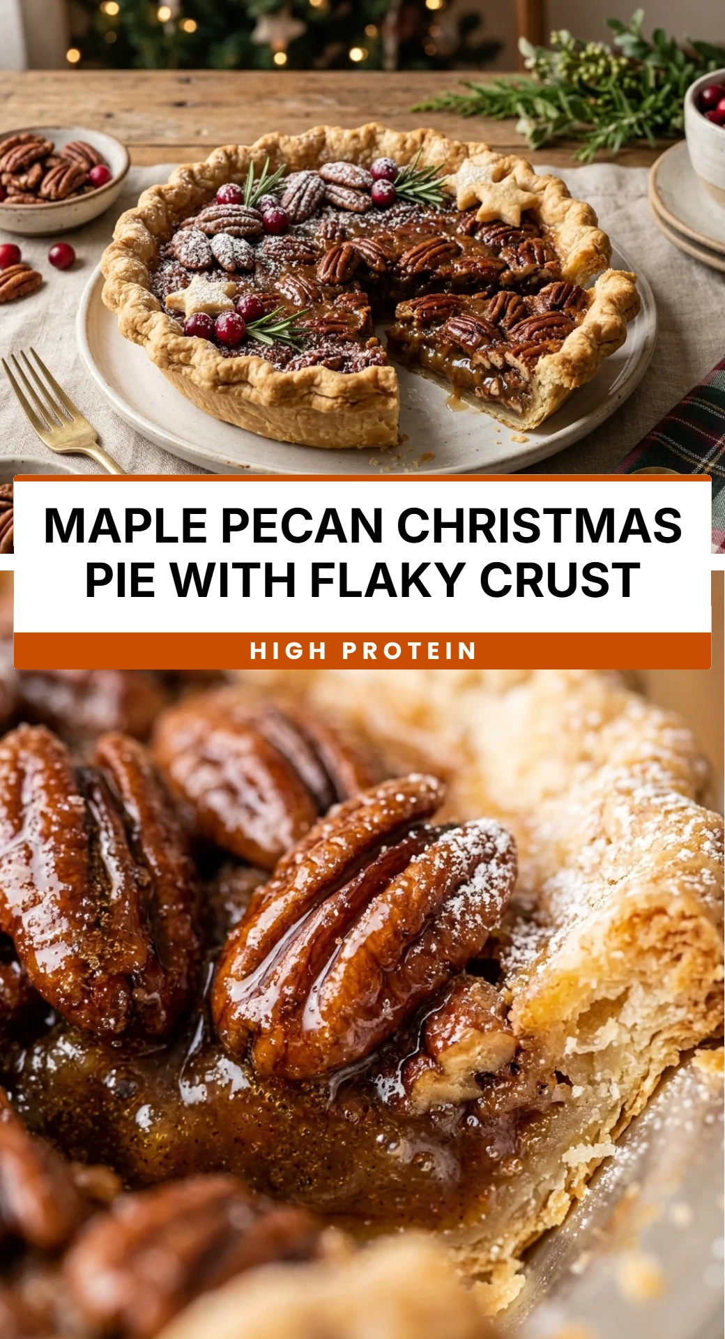 Maple Pecan Christmas Pie with Flaky Crust