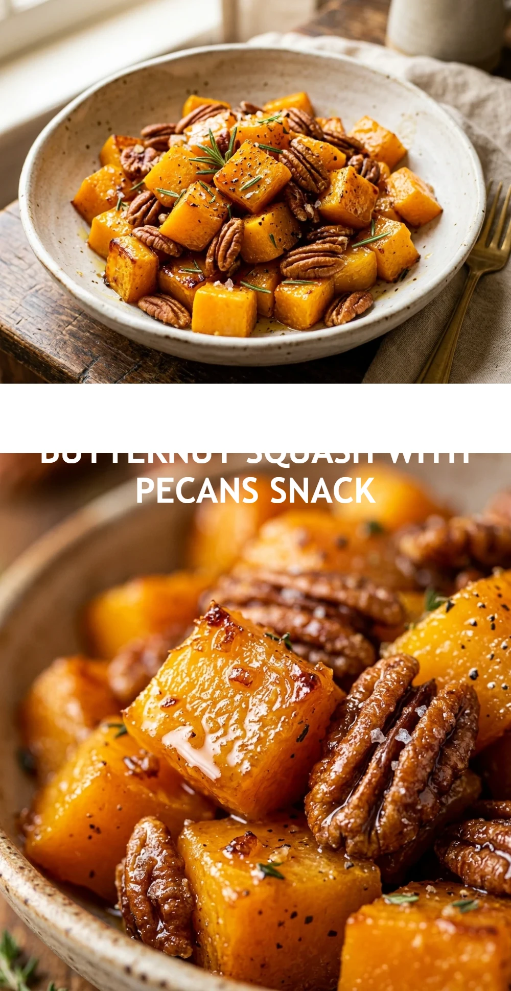 Maple Roasted Butternut Squash With Pecans Snack