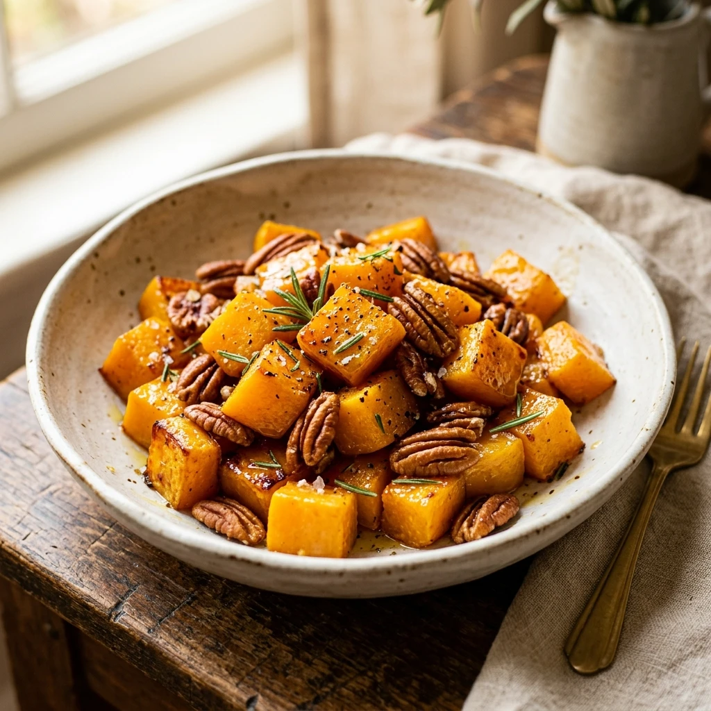 Maple Roasted Butternut Squash With Pecans Snack