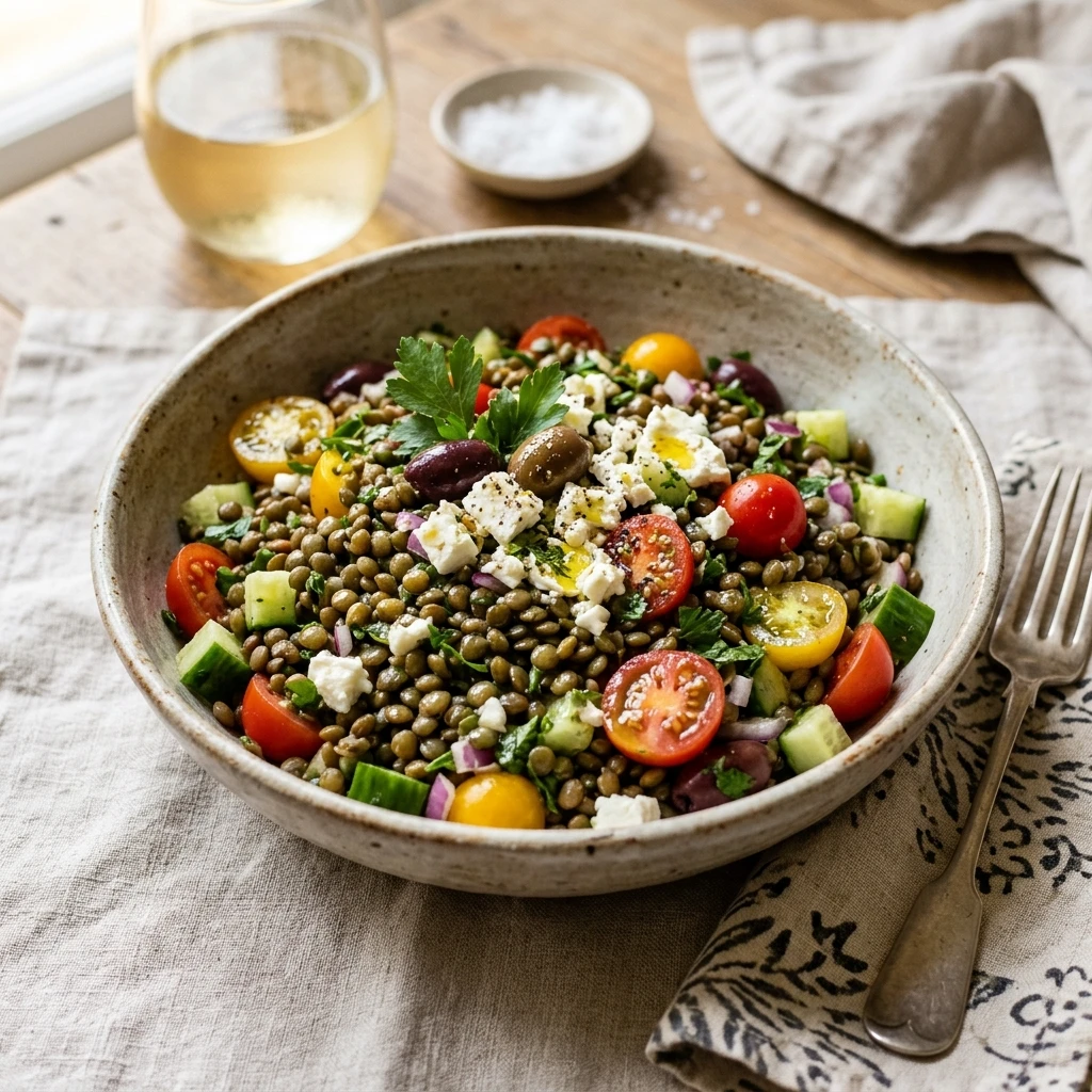 Mediterranean Lentil Feta Salad