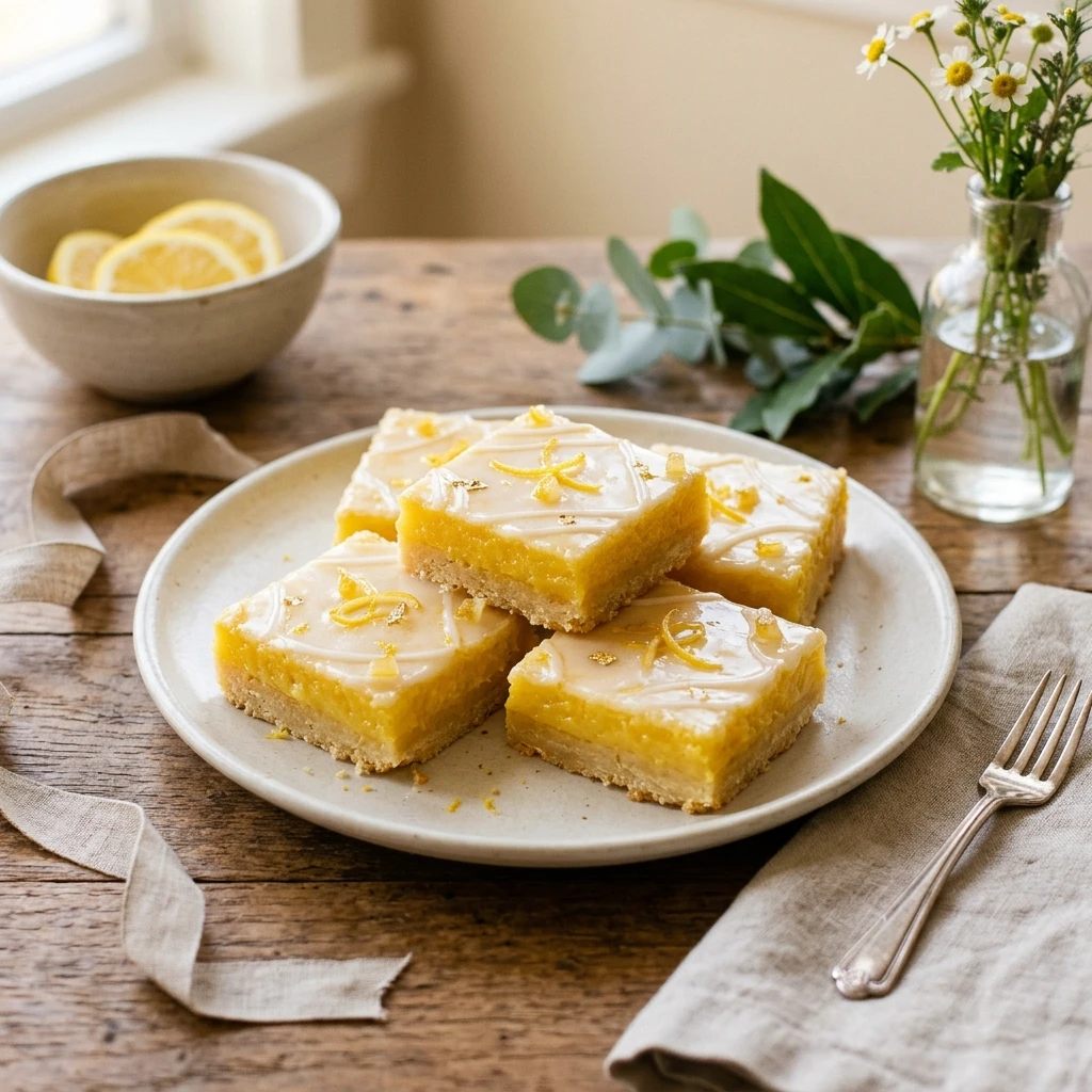 Meyer Lemon Sugar Cookie Bars with Festive Glaze
