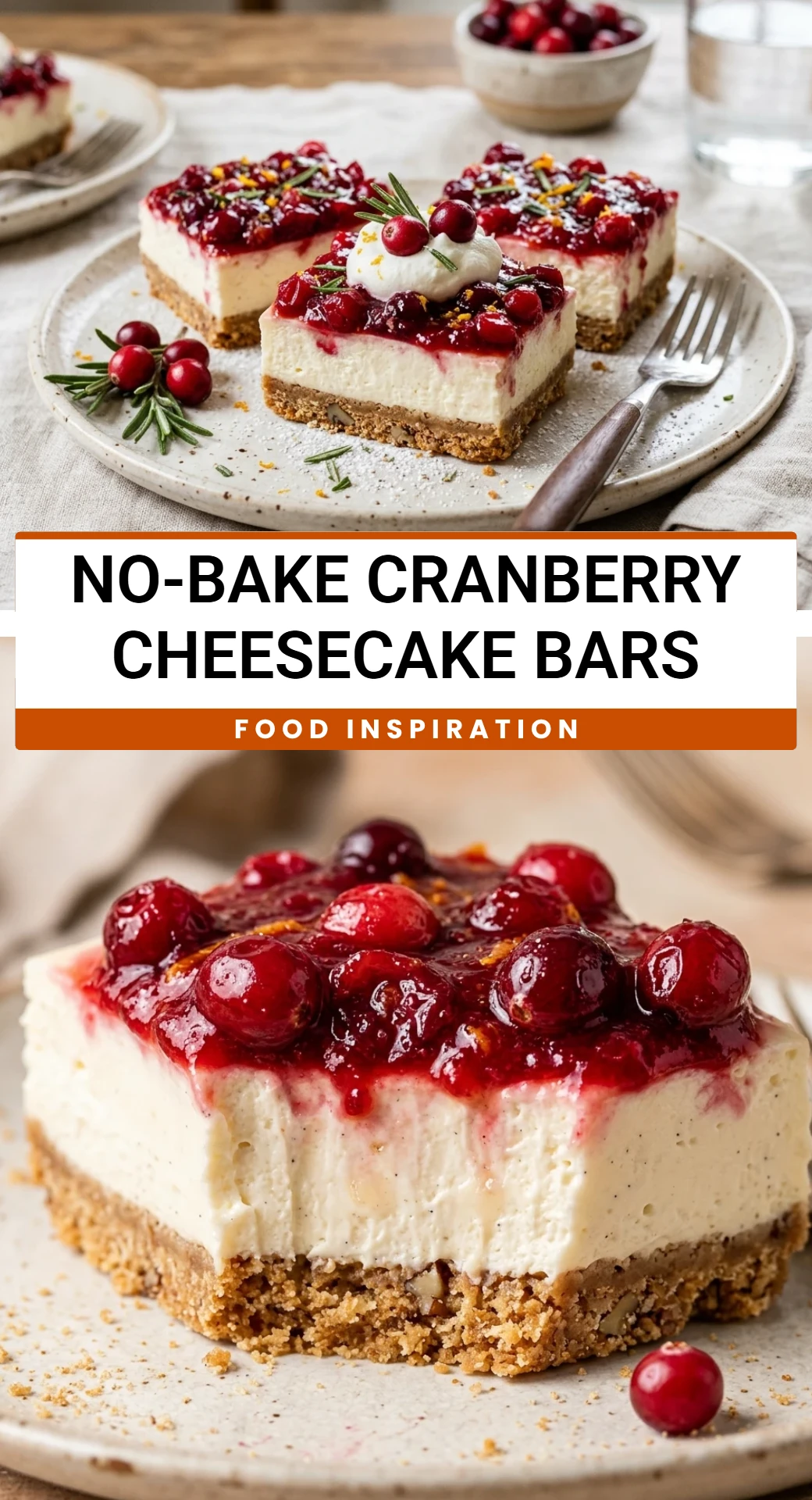 No-Bake Cranberry Cheesecake Bars