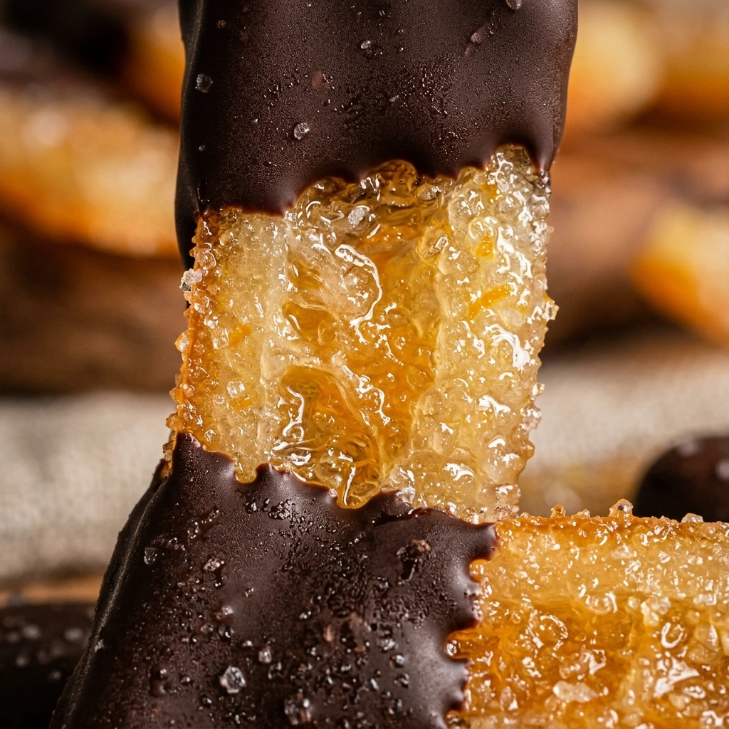 Orange Peel Candied Strips Dipped in Dark Chocolate