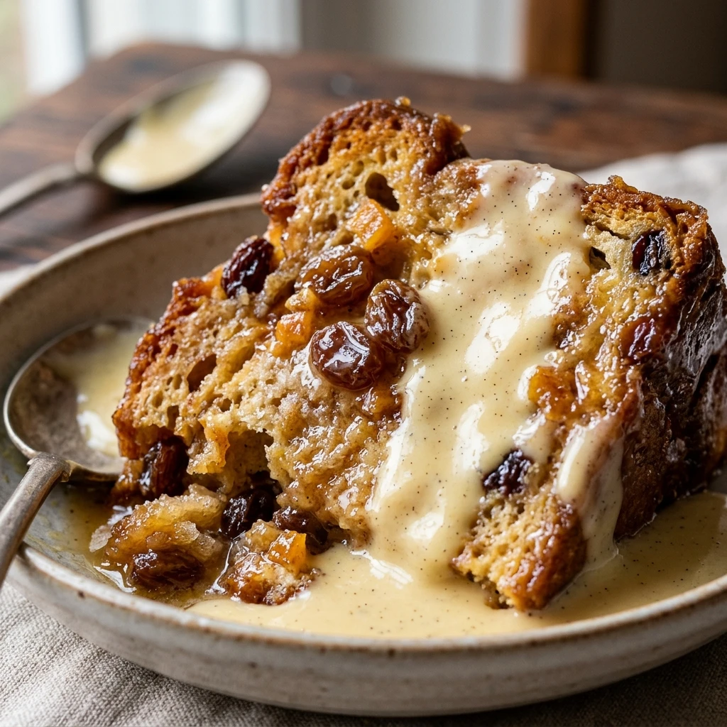 Panettone Bread Pudding with Warm Custard Sauce