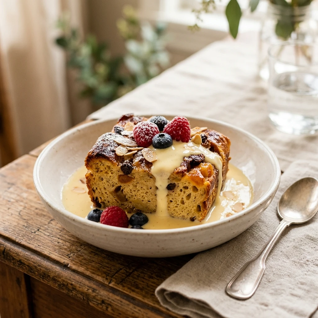 Panettone Bread Pudding with Warm Custard Sauce
