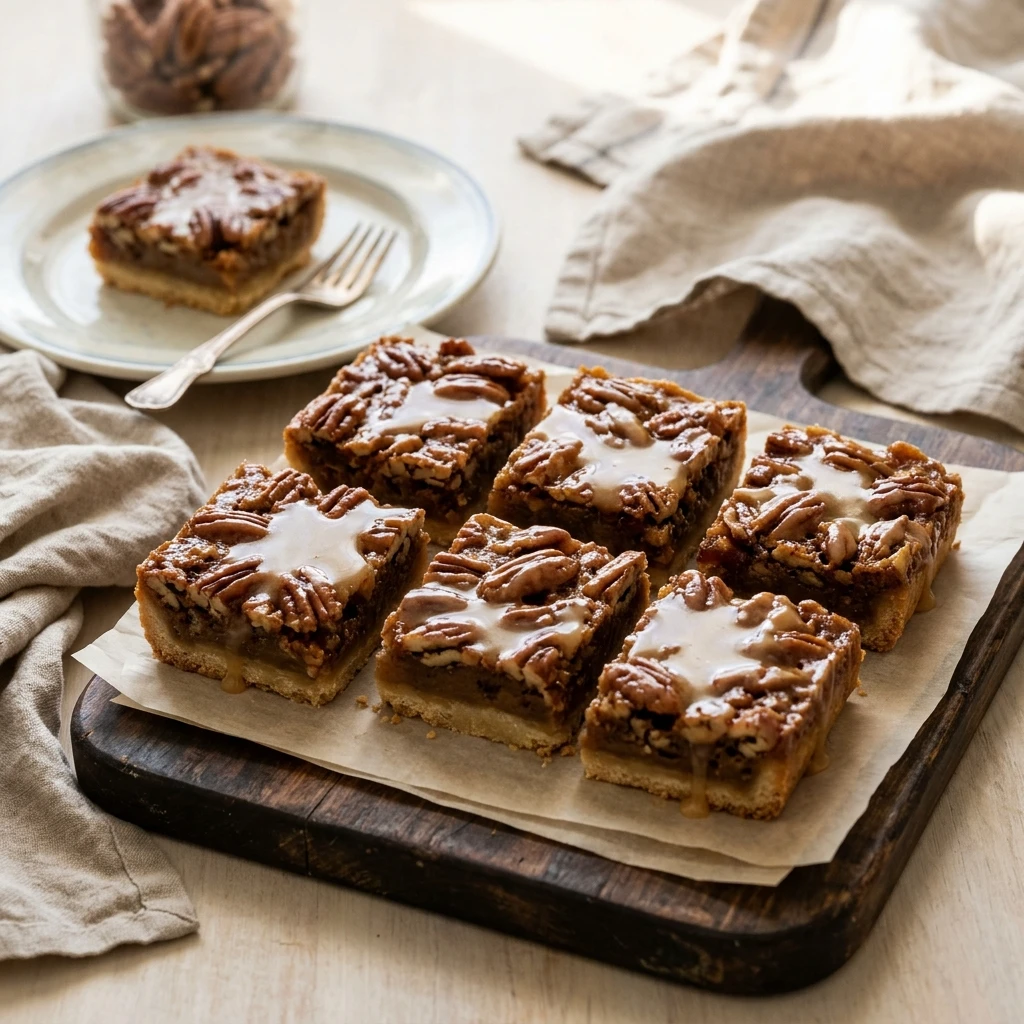 Pecan Pie Bars With Maple Glaze