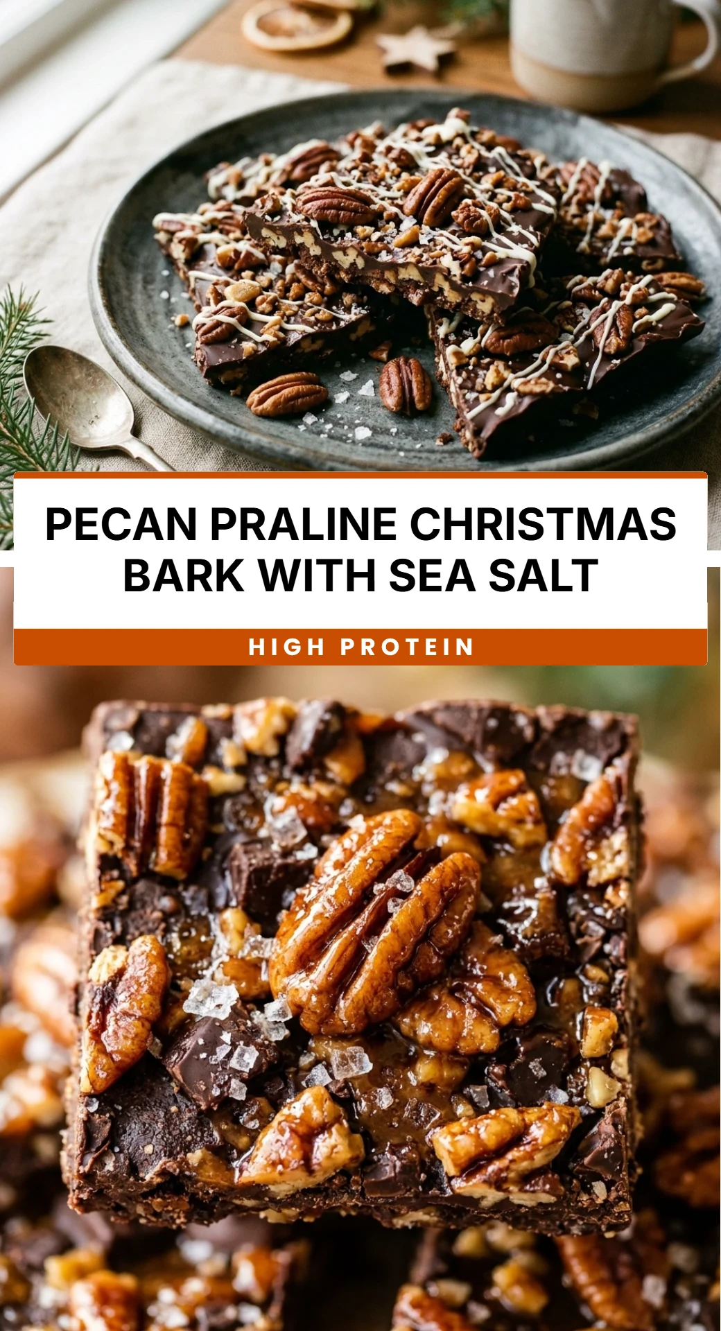 Pecan Praline Christmas Bark with Sea Salt