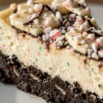 Peppermint Bark Cheesecake with Oreo Crust