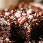 Peppermint Candy Cane Brownies with Fudge Frosting